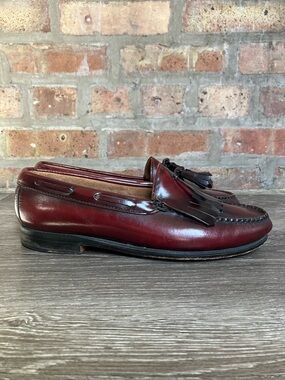H. Bass & Co. Weejuns Layton Kiltie Tassel Loafers in burgundy.